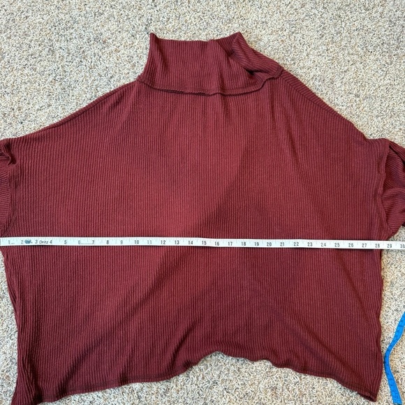 BKE Buckle Brushed Knit Ribbed Turtleneck Red Rust Color Size Small Open Back - Picture 10 of 11